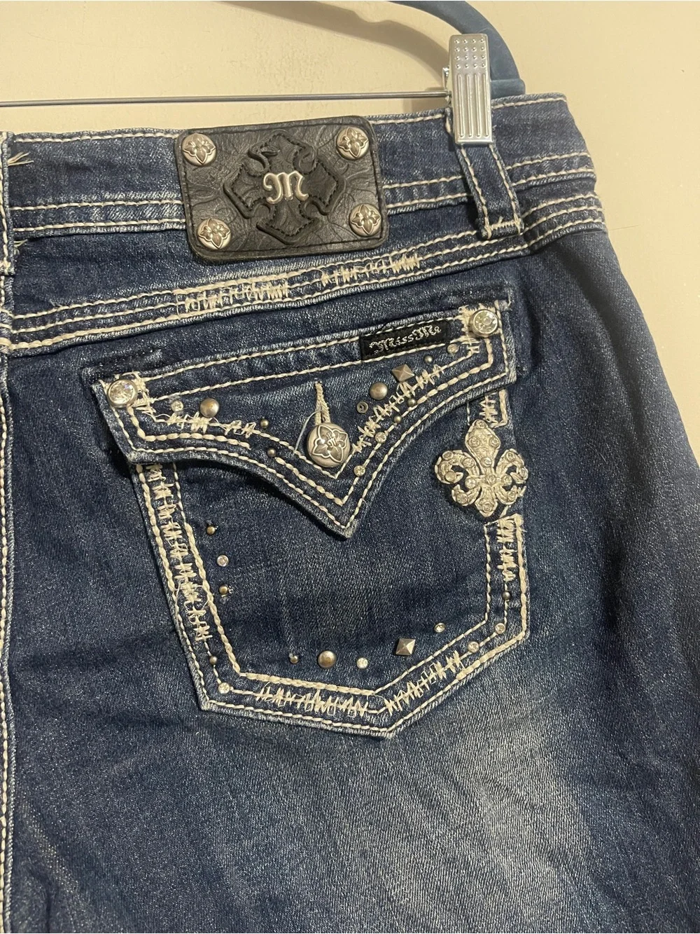 Miss Me Embellished Denim Easy Bermuda Shorts